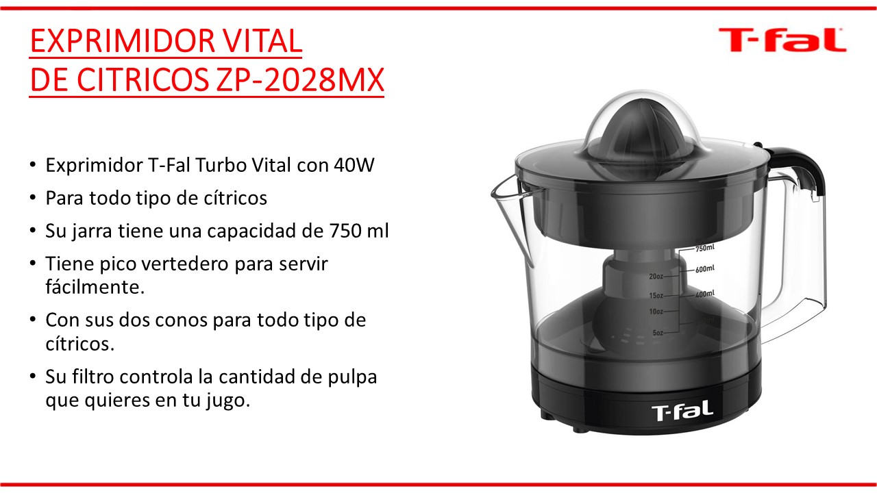 EXPRIMIDOR DE CITRICOS T-FAL ZP-2028MX VITAL NEGRO - Image 3